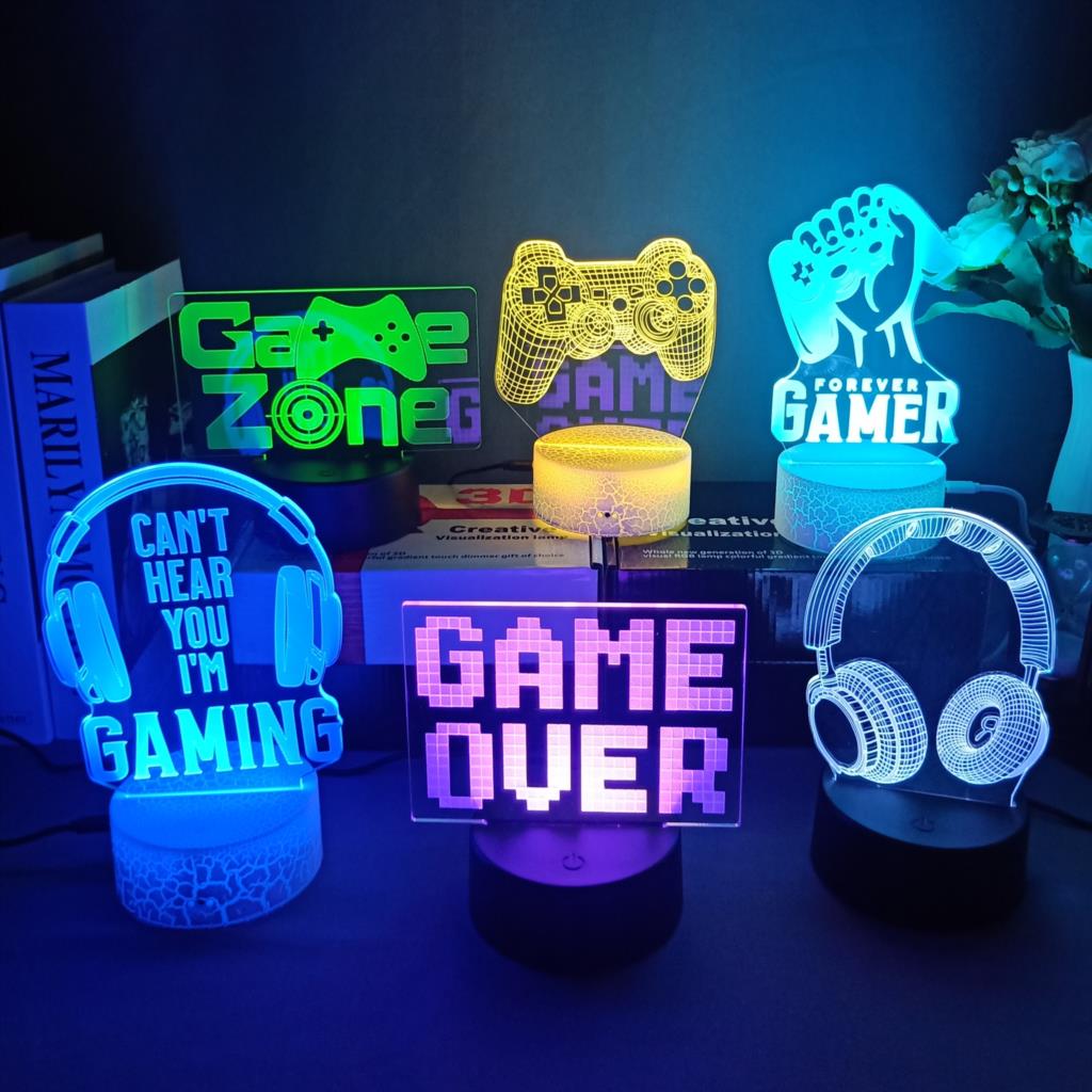 3D Night Lamp Gaming Room Desk - огляд і ціна Desk Setup Kids