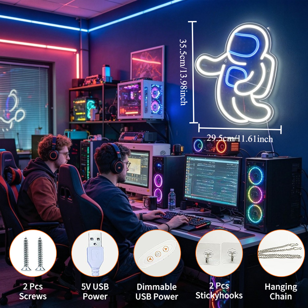 Astronaut Dancing Neon Sign LE - огляд і ціна Desk Setup Kids