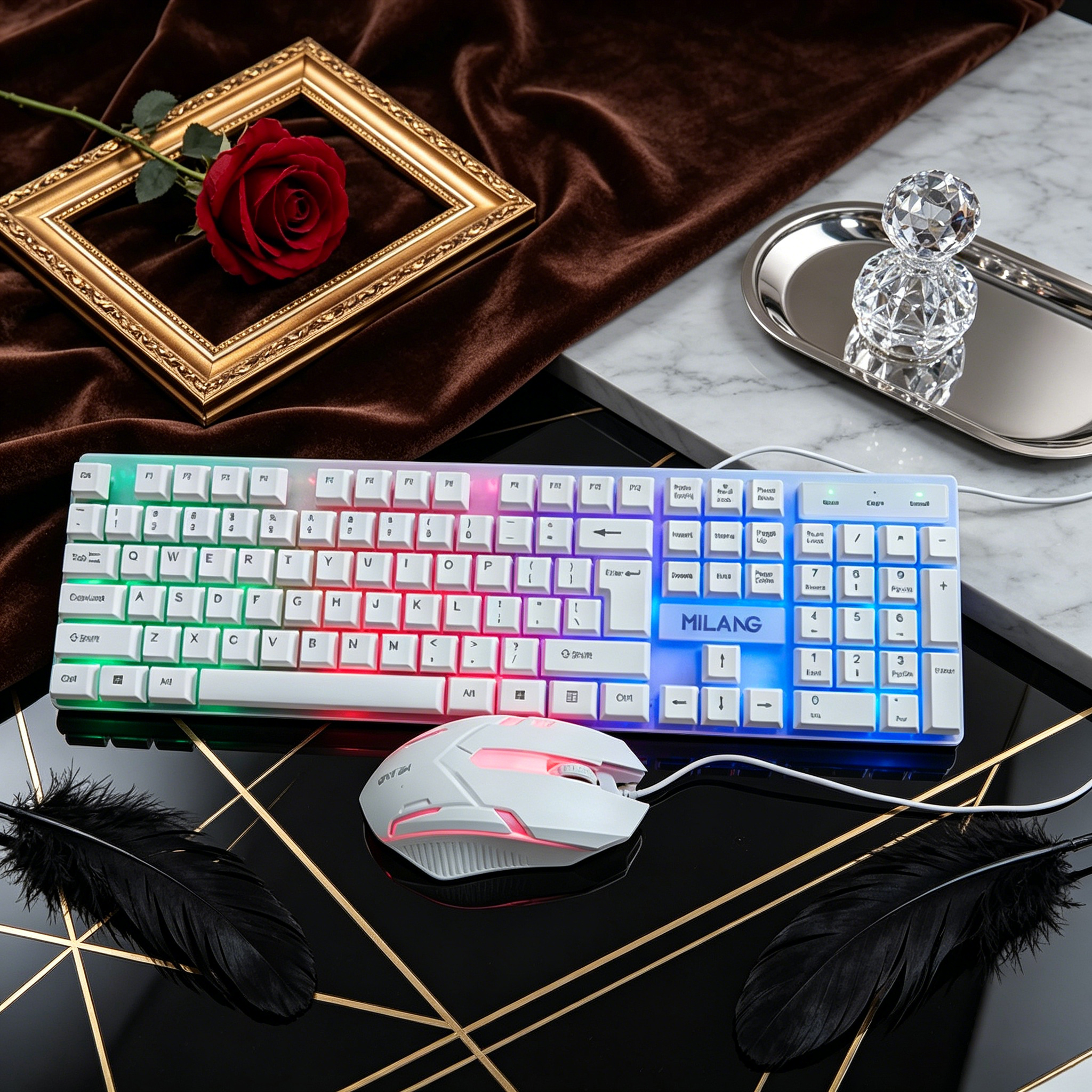 Wired RGB Backlit Keyboard Mou - огляд і ціна Desk Setup For Studying