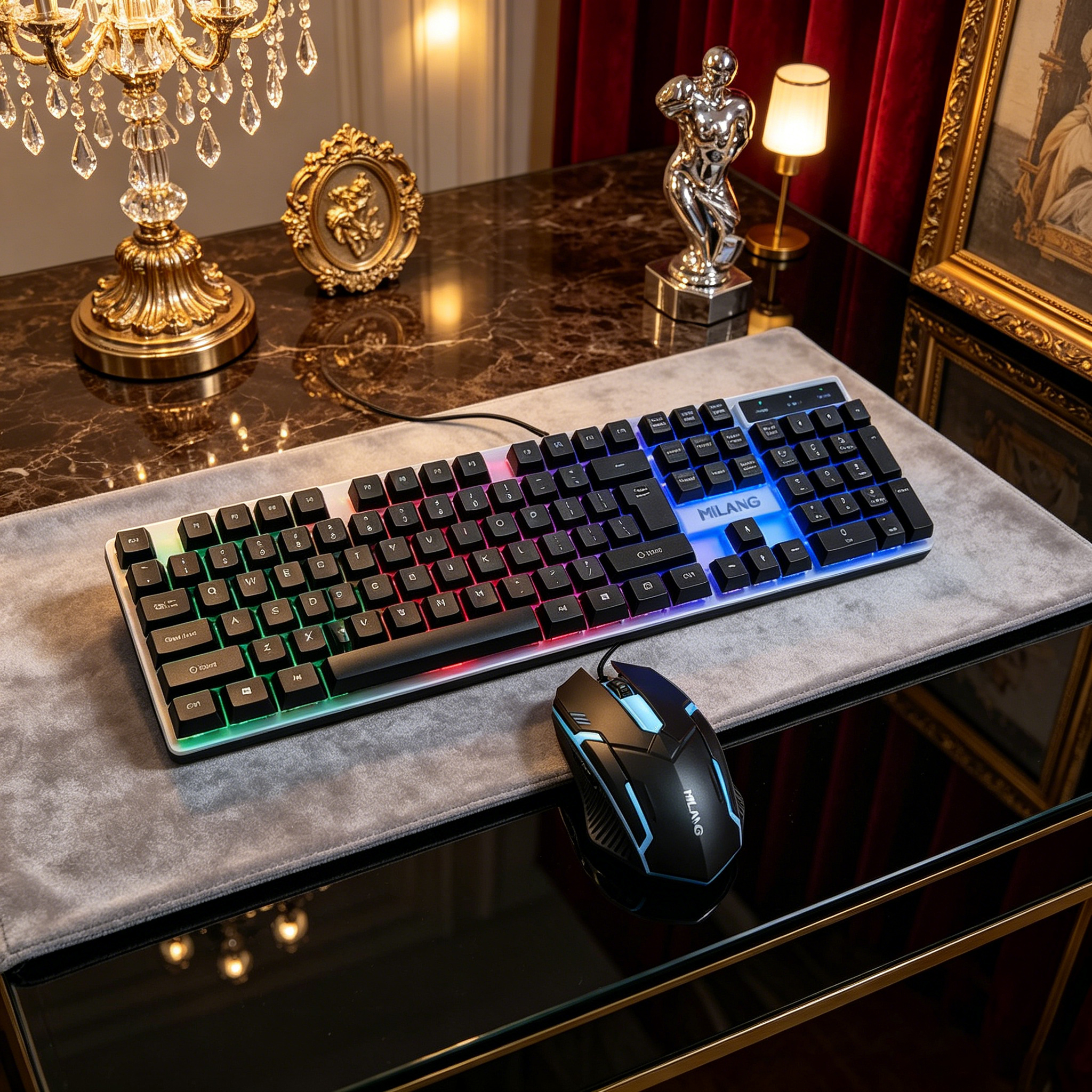 Wired RGB Backlit Keyboard Mou - огляд і ціна Desk Setup For Studying