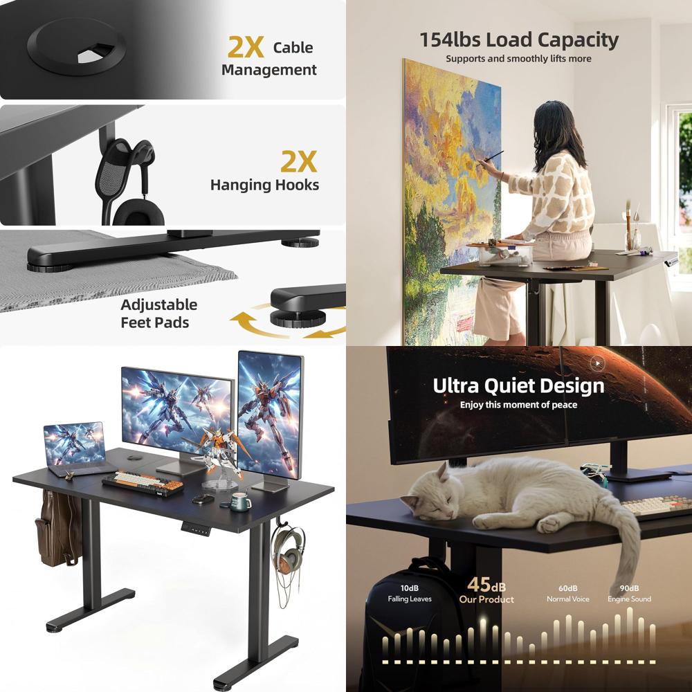 Adjustable Height Electric Des - огляд і ціна Desk Setup Black And Wood