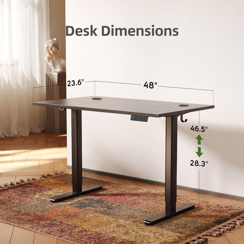 Adjustable Height Electric Des - огляд і ціна Desk Setup Black And Wood