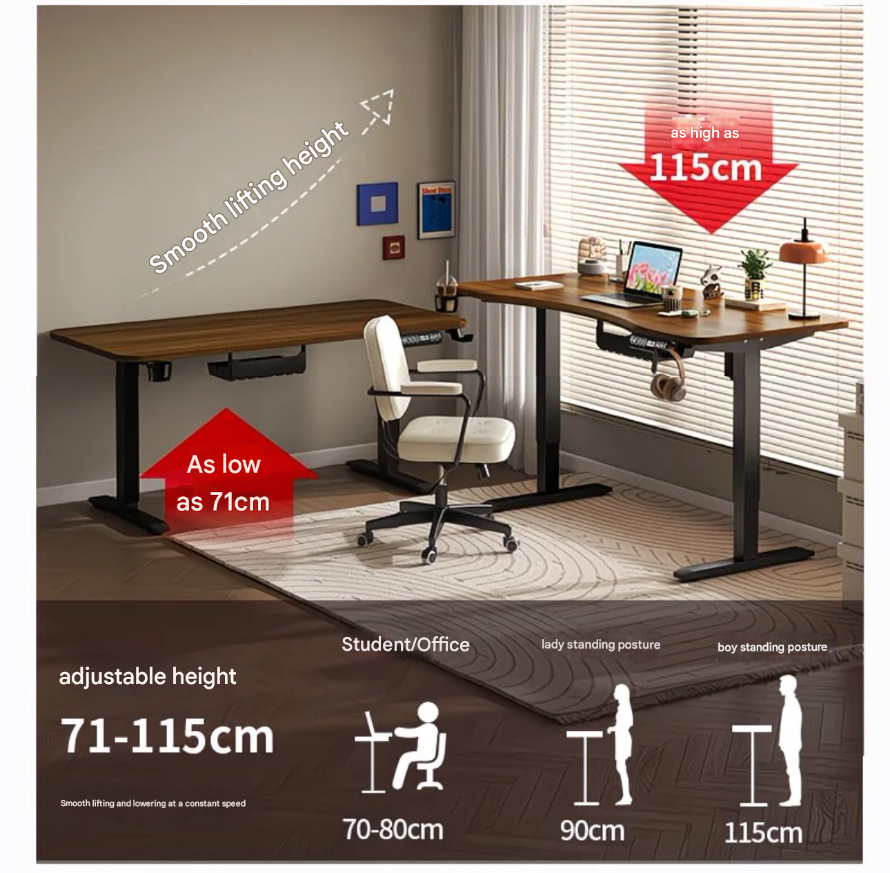 80/100/120/140cm Height Adjust - огляд і ціна Desk Setup Home Office