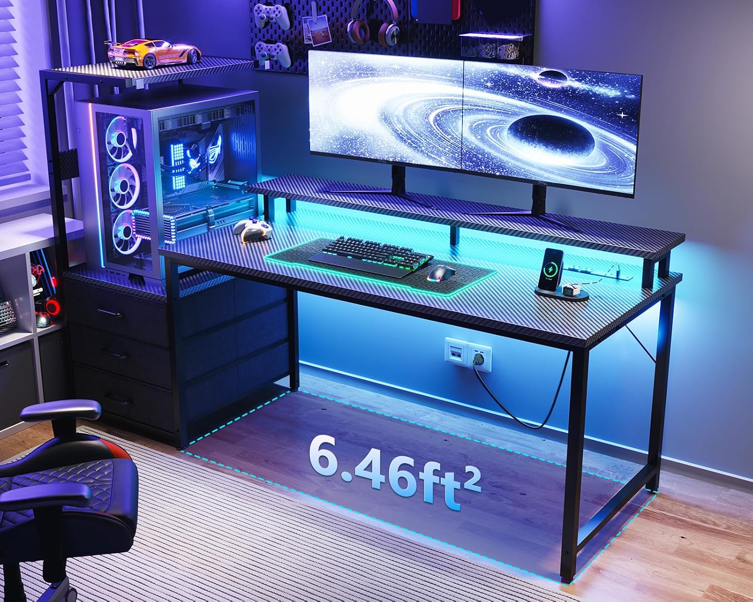 63 Inch Gaming Desk with PC Di - огляд і ціна Desk Setup Black And Wood