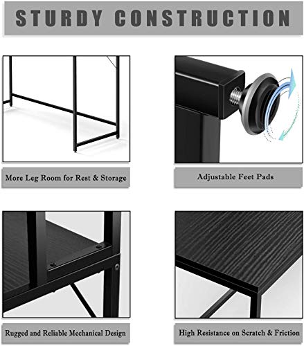 55 Inch Black L-Shape Corner W - огляд і ціна Desk Setup Black And Wood