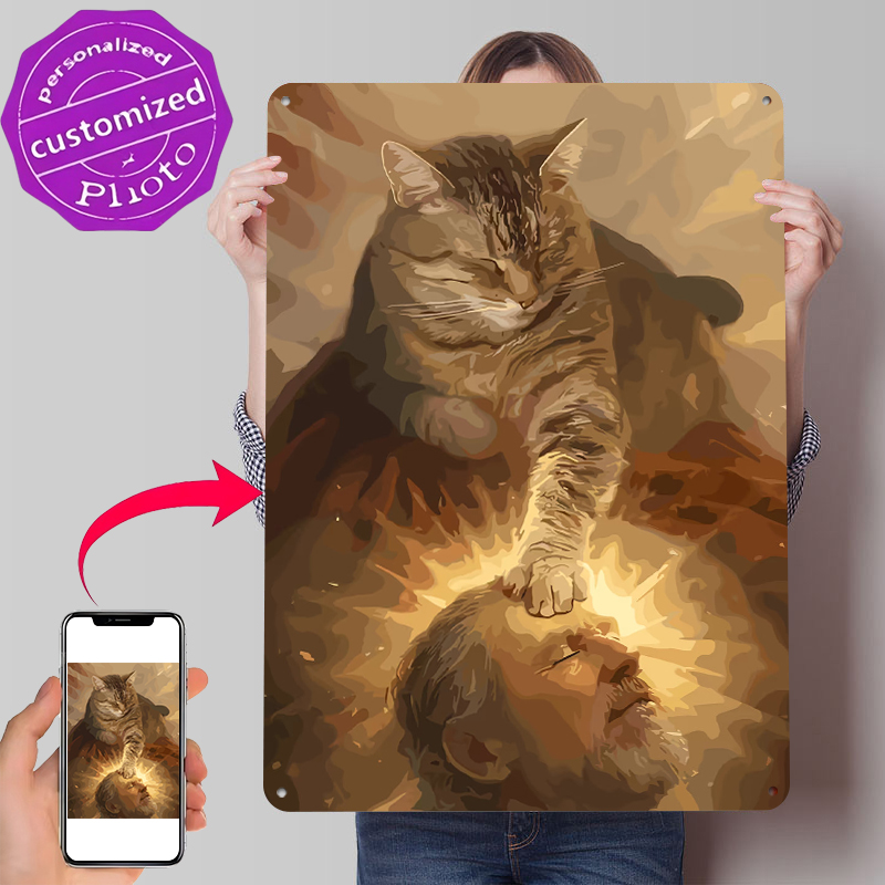 Cat Blessing a Man Tinplate Po - огляд і ціна Desk Setup Poster